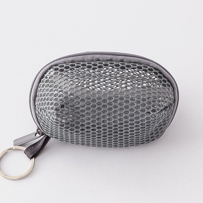 Fashion Mini Women Zipper Coin Purse Small Storage Pouch Girls Kids Polyester Mesh Key Coin Bag Convenient 5 Colors Small Wallet: Grigio scuro