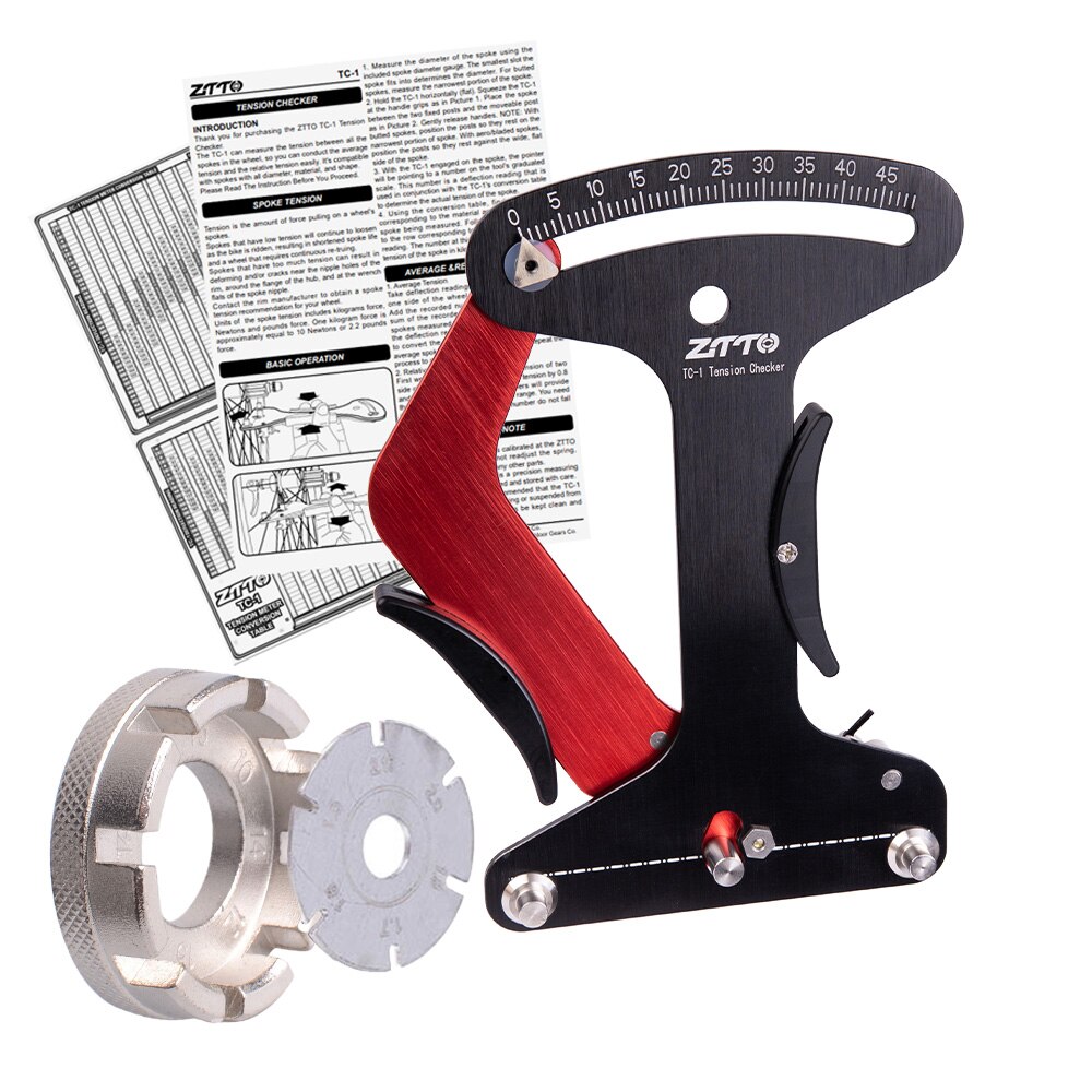 ZTTO – compteur de Tension de rayon de vélo, vérificateur de force de rayon de roue, rayons ronds Aero, indicateur précis TooI inclus, manuel TM-1 vtt: TC1-BK and Wrench