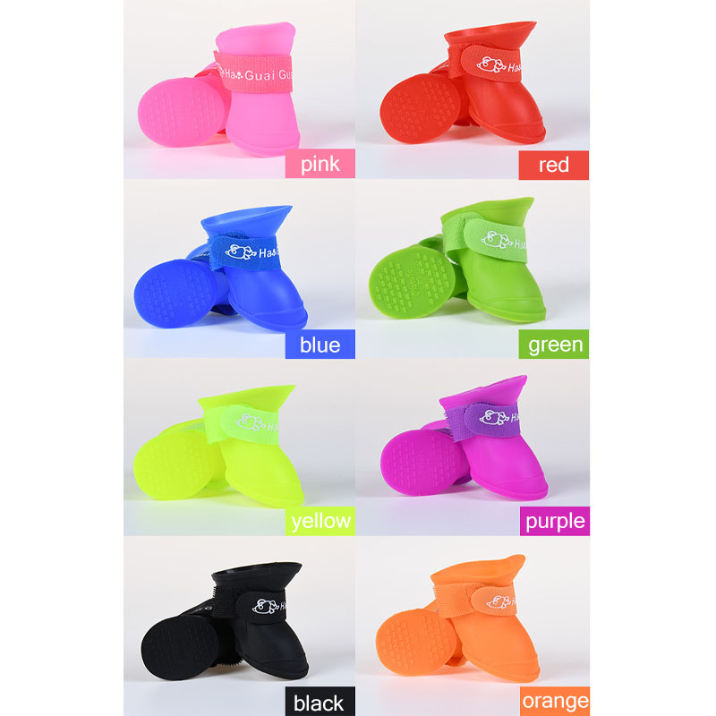 4pcs/set Pet Dog Rain Shoes Portable Rubber Rain Boots Footwear Puppy Cat Anti Slip Waterproof Footwear Four Seasons for Dogs