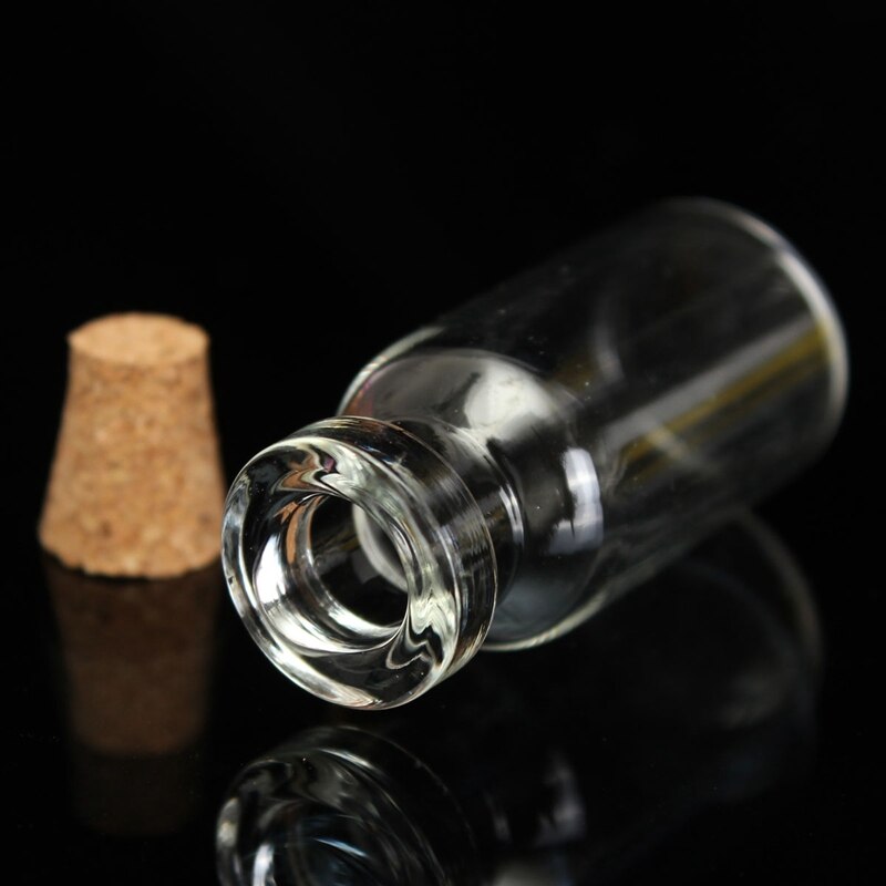 Kiwarm 10 stk 2ml klar glasflaske lille bittesmå tomme klare glasflasker hætteglas med trækork ønskeflaske gør-det-selv håndværk 16 x 35mm