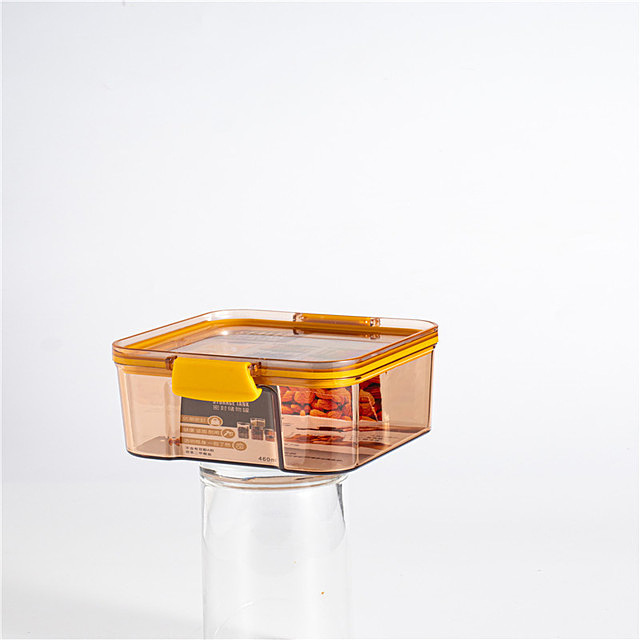 Küche Lagerung Container Snacks Bohnen Reis Nüsse Lebensmittel Lagerung Gläser Kunststoff Behälter Versiegelt Frische Lagerung Küche Liefert: Bernstein Gold 460ml