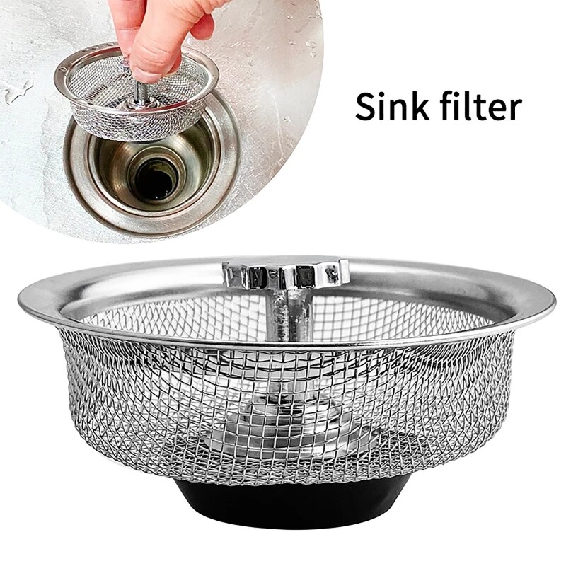 Stainless Steel Sink Strainer Waste Disposer Outfall Filter Hair Basket Sewer Outfall Stopper Plug Bathroom Kitchen B03E