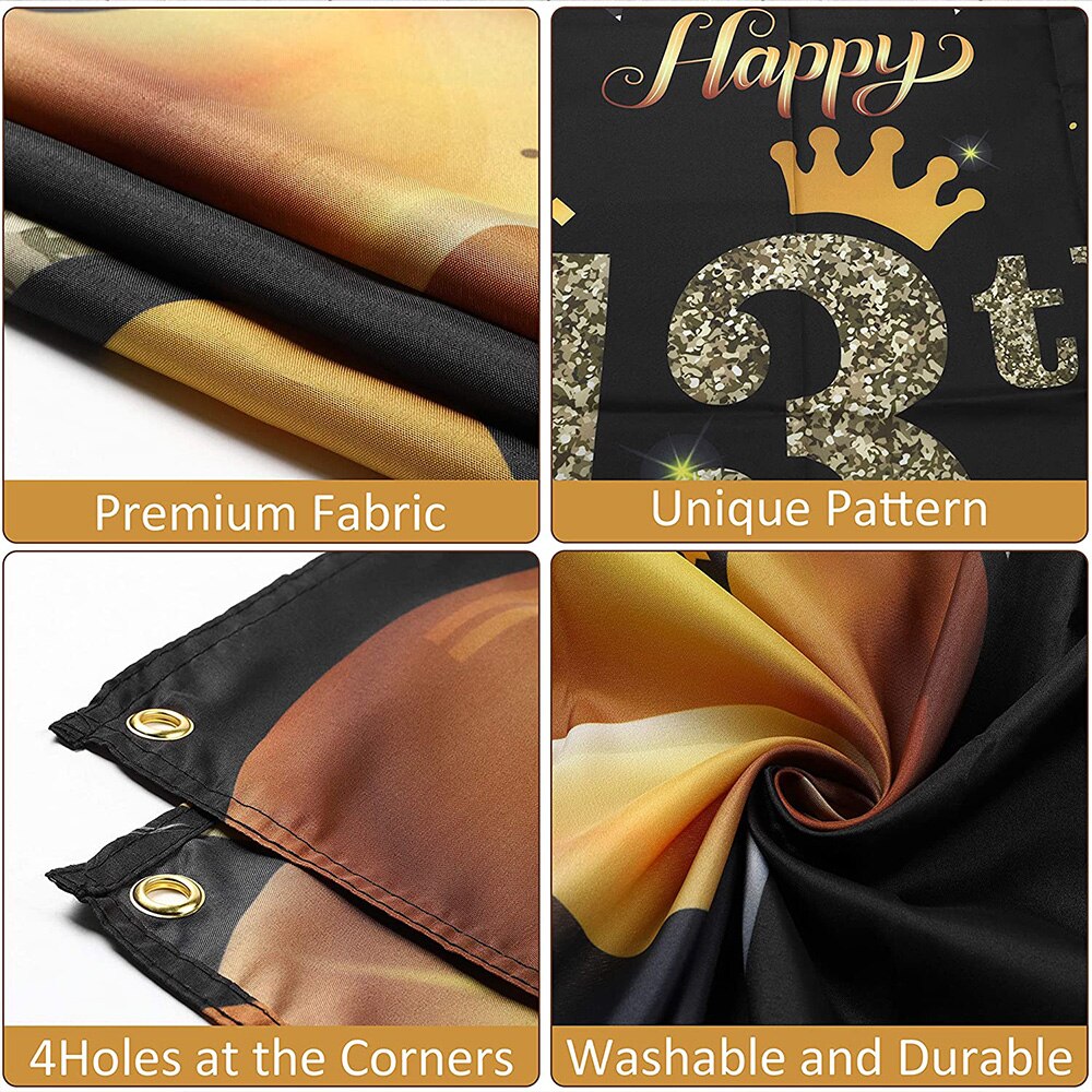 Party Decorations 13th Birthday Backdrop Banner Official Teenager Gold Happy Supplies Photo Booth For Kids Indoor Outdoor