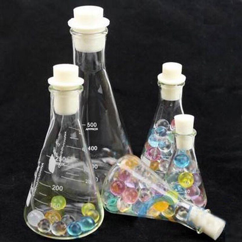 Linyeyue 50ml glas konisk kolv kemi erlenmeyer kolv borsilikatglas hög temperaturbeständighet laboratorieutrustning