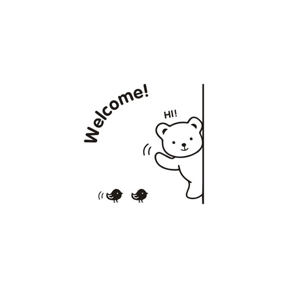 Cartoon Bear welcome Wall Sticker art decals living room bedroom decorations wallpaper wall edge Mural Removable door stickers