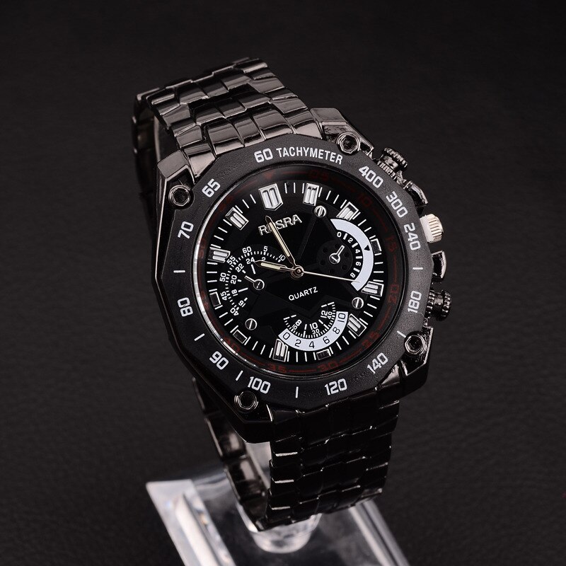 Sort ur herre masculino relojes pænt mandearmbåndsur angive tid kvarts skive rustfrit stål bånd erkek saat: Default Title