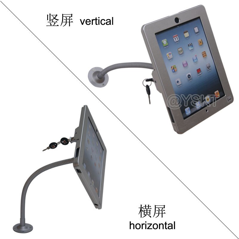 for 10.2 iPad table security holder anti-theft enclosure flexible gooseneck arm mount desktop for mini/ air/ 9.7/10.5 pro