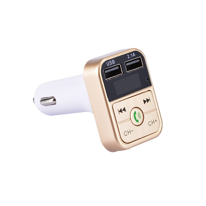 Car Kit Handsfree Wireless Bluetooth-Compatible 5.0 FM Transmitter LCD MP3 Player Car Accessories Dual USB Charger FM Modulator: Yellow