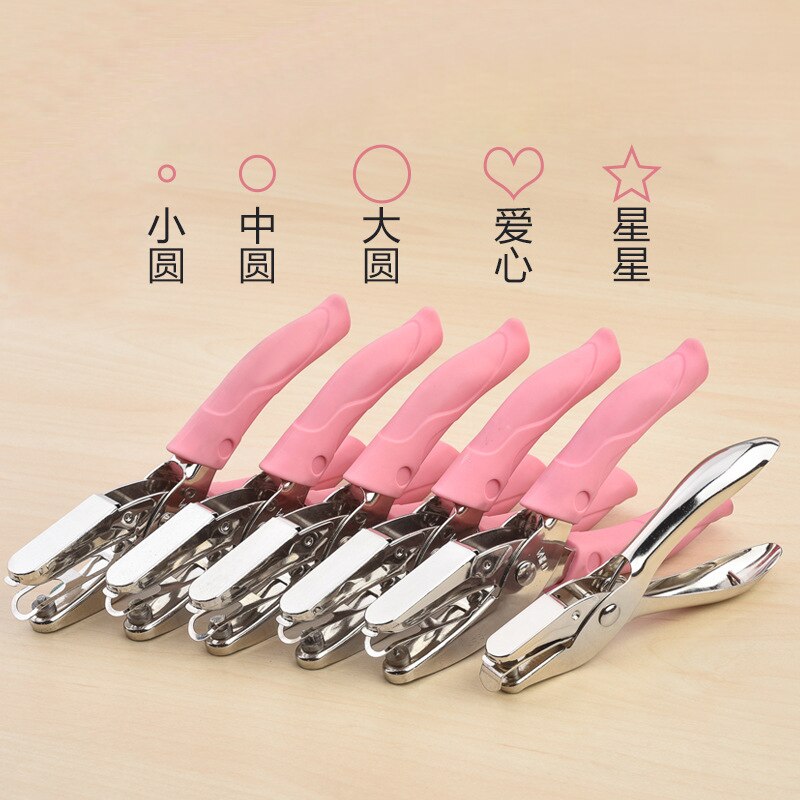 DIY Cute Circle Star Heart Hole Punch Scrapbook Paper Puncher Kawaii Single Hole Punches Craft Shape Cutter Perforator