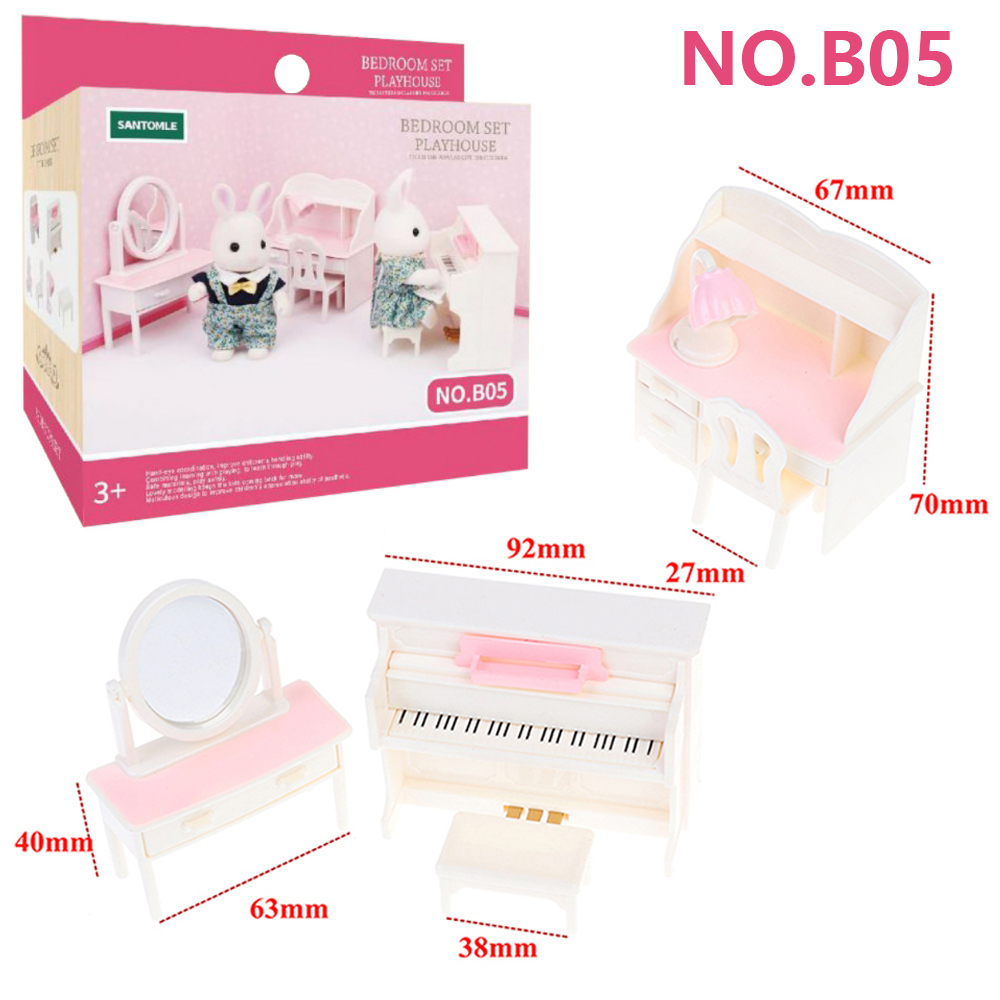 Miniature Furniture 1:12 Dollhouse Kitchen Livingroom Bedroom Set DIY Scene Doll Play Decoration Girl Toy House: GRAY