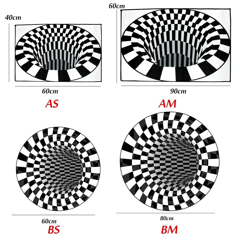 3D Strudel drucken Optische Illusion Bereichen Schwarz Und Weiß Teppich Teppich Boden Pad nicht-Unterhose Fußmatt Matten Für Hause wohnzimmer Schlafzimmer