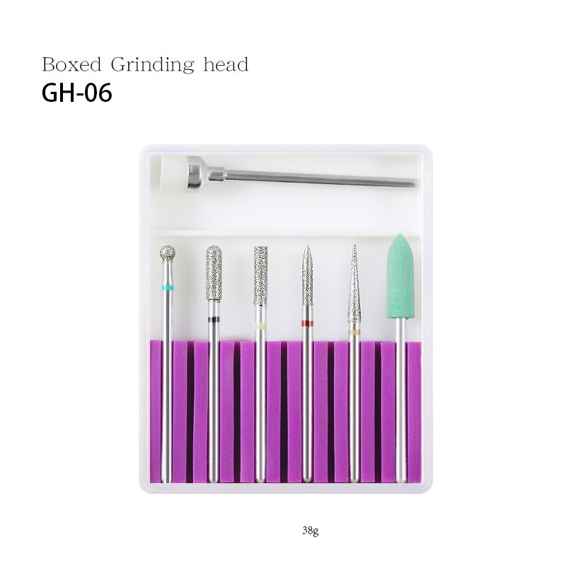 7PCS Ceramic Diamond Nail Drill Bits Set Milling Cutter Set Manicure Rotary Burr Clean Bits Electric Machine Accessory Nail File: GH 06