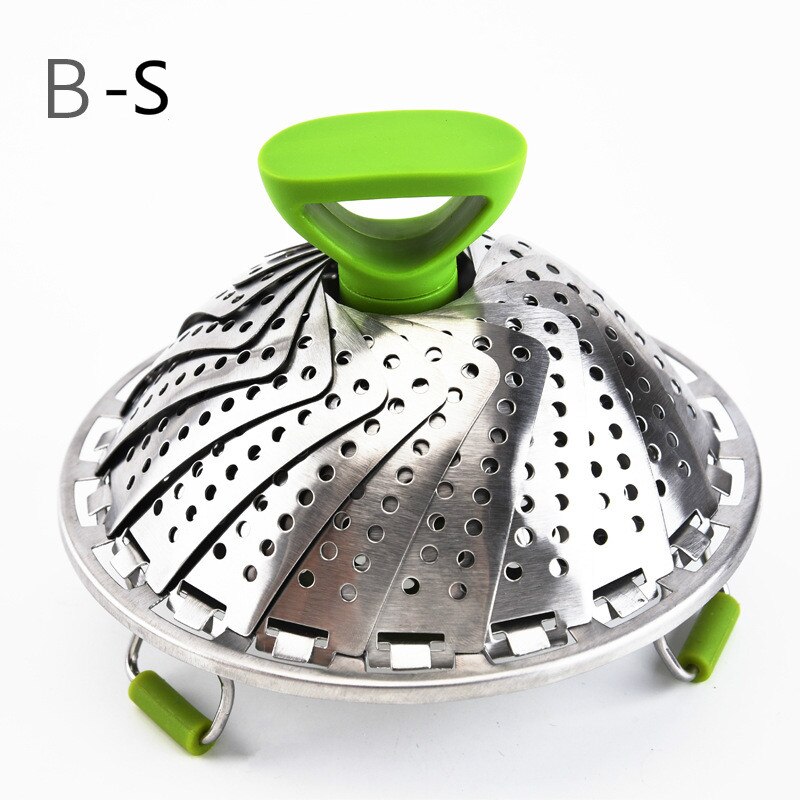 Foldeskål damp rustfrit stål mad damper kurv mesh vegetabilsk komfur damper udvideligt køkkenredskab til madlavning af damp: Bs