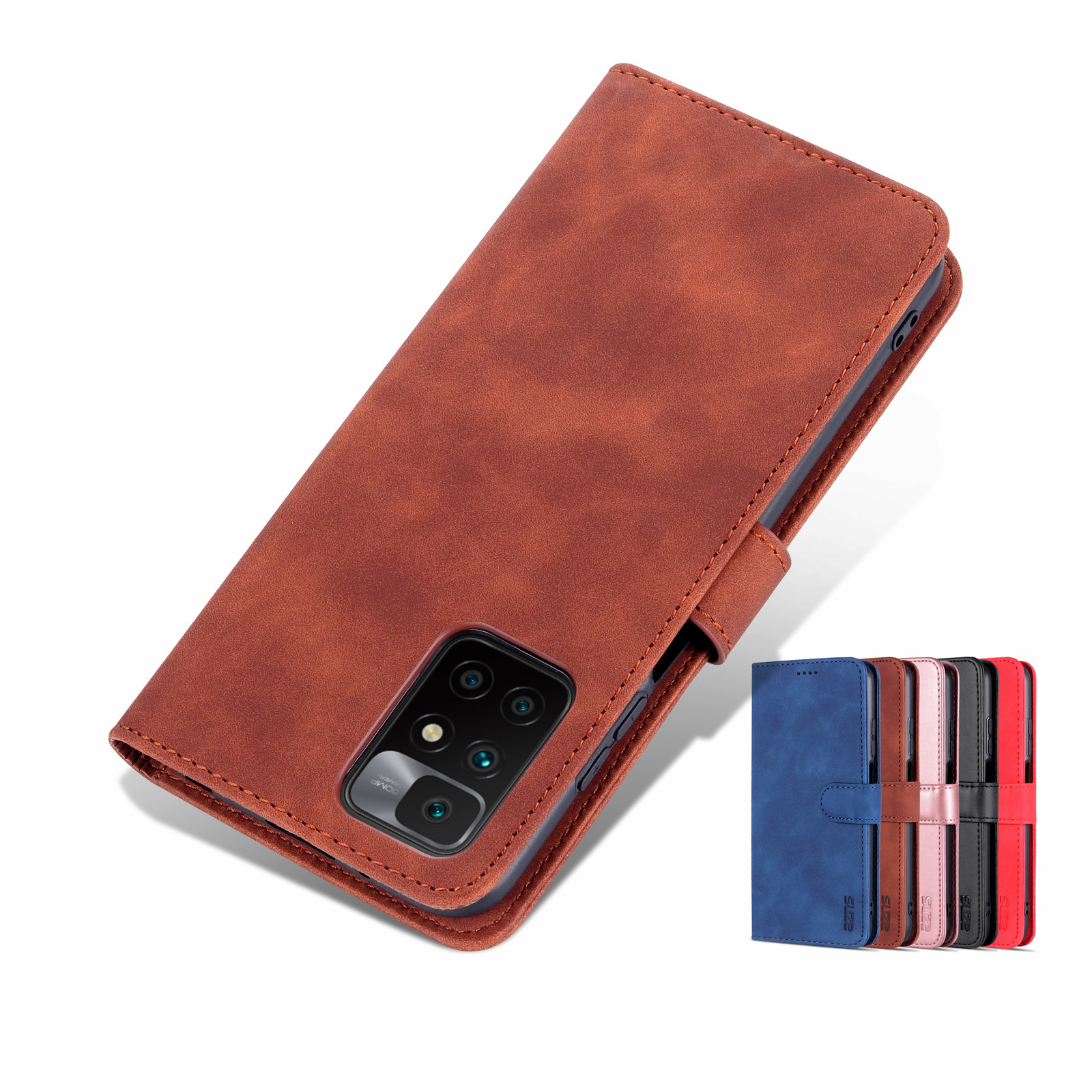 Flip Cover Ingericht Case Voor Xiaomi Redmi 10 Pu Lederen Telefoon Tassen Case Beschermende Holster Met Sluiten Band azns