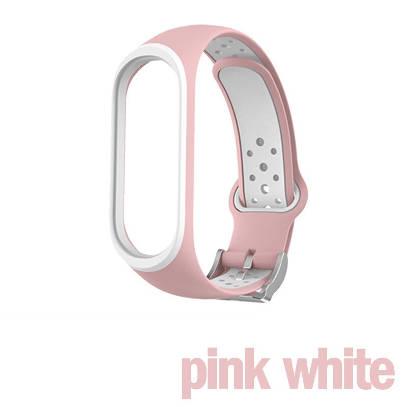 Pulsera para Xiaomi Mi banda 5 4 3 Correa deportiva de reloj de la correa de muñeca de silicona reemplazo correa para Xiaomi Miband gota 5 Band4 3 NFC: pink white / For Miband 5