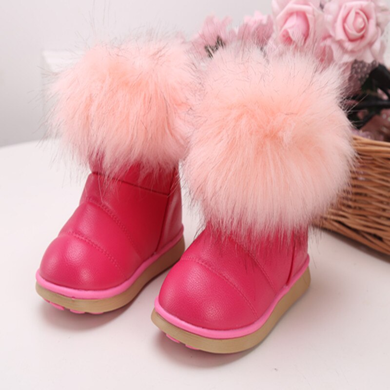 Bottes de neige pour enfants, chaussures princesse d'hiver, chaudes pour filles, à bout rond, antidérapantes, jolies,