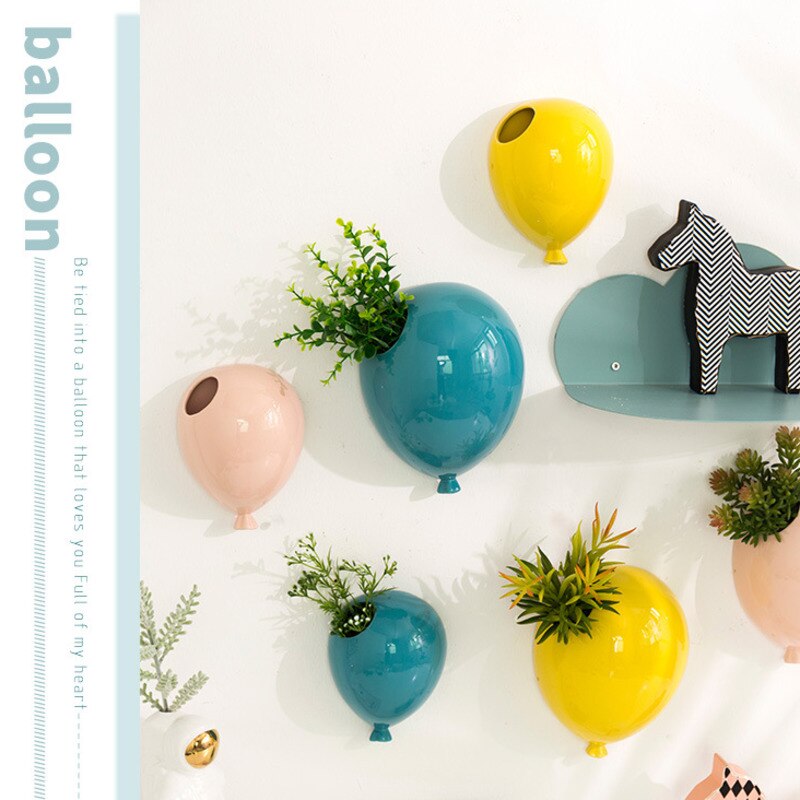 Keramische ballon wandhanger vaas taart ijssalon wandvaas kinderkamer wanddecoratie hanger
