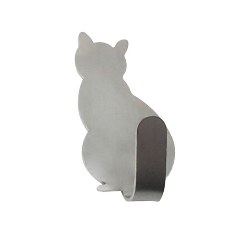 Porte-clé mural en forme de chat | En acier inoxydable, cintre pour clés, crochets décoratifs pour la maison, 2 pièces: Gris clair