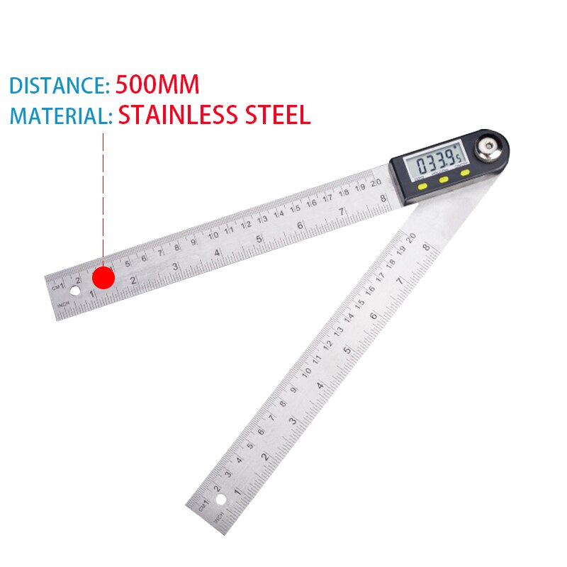 200mm digital instrument angle inclinometer angle digital scale electronic goniometer protractor angle detector: JS-500MM