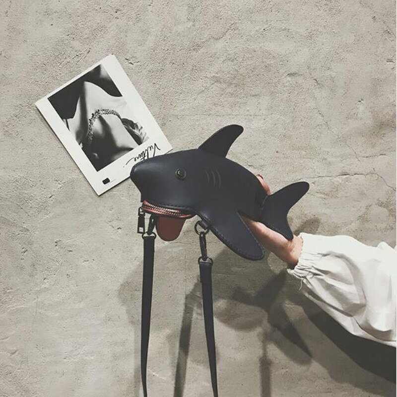 Divertente Personalità Carino squalo Disegno dell'UNITÀ di elaborazione di Cuoio casuale Sacchetto di Spalla del Tote di Crossbody mini Sacchetto Del Messaggero Della Borsa del Sacchetto di Frizione Della Borsa lembo