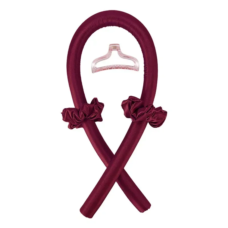 Haste de ondulação sem calor, faixa de cabelo sem calor, rolos de cabelo macios, cachos preguiçosos, gorro de cetim, touca noturna, ferramentas de estilo de cabelo: Vermelho