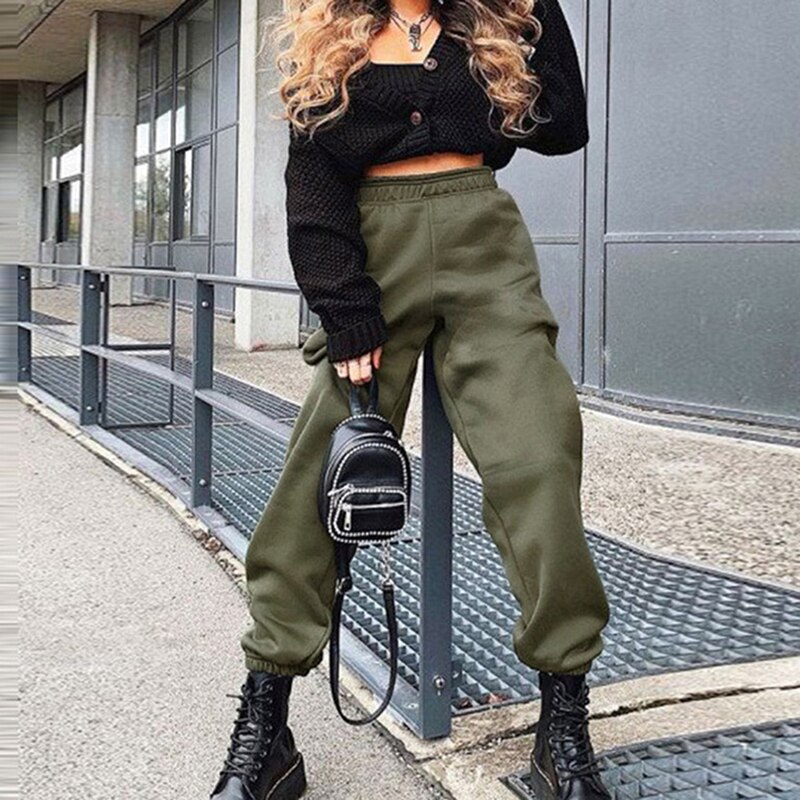 Effen dames casual sportbroek elastische hoge taille wild beam sportbroek