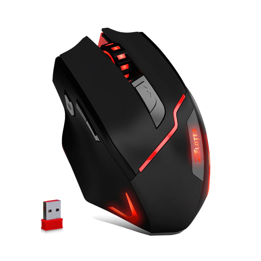 ZELOTES F-18 Dual-mode Gaming Mouse6 Level 3200DPI 500Hz Wireless 7 Color Computer Mouse 2.4GHz With Mini USB: Default Title