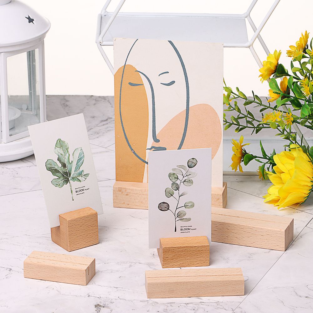 Clip de madera Natural para notas, soporte para fotos, tarjeta de escritorio, mensajes, tarjeta de visita, soporte de marco de fotos, Base de decoración de escritorio, 1 unidad