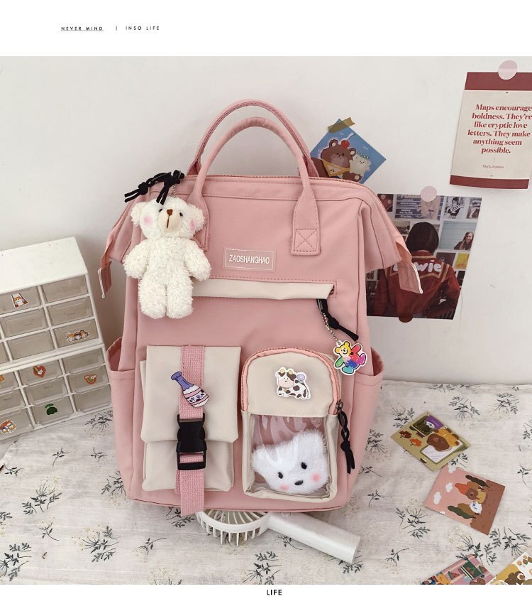 Vrouwelijke Jk Japanse Ita Tas Kawaii Transparante Zak Student Schooltas Grote Capaciteit College Stijl Rugzak Voor Vrouwen: Roze