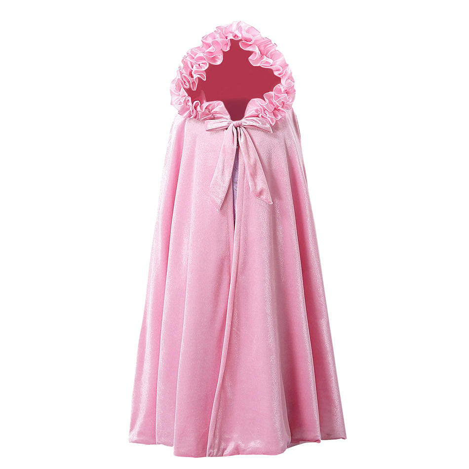 Muababy tjejer volanger huva kappa elsa sophia anna törnande skönhet belle fancy dress up kappa halloween kostym: Rosa kappa / M (3t-6t)