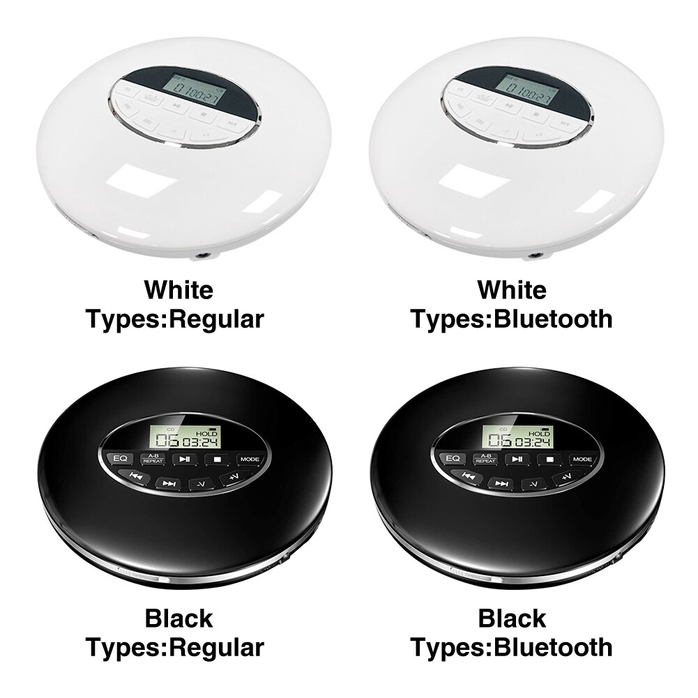 Car With LCD Display USB AUX Compact Support TF Card Small Anti Skip Music Round Battery Powered Portable CD Player 3.5mm Jack