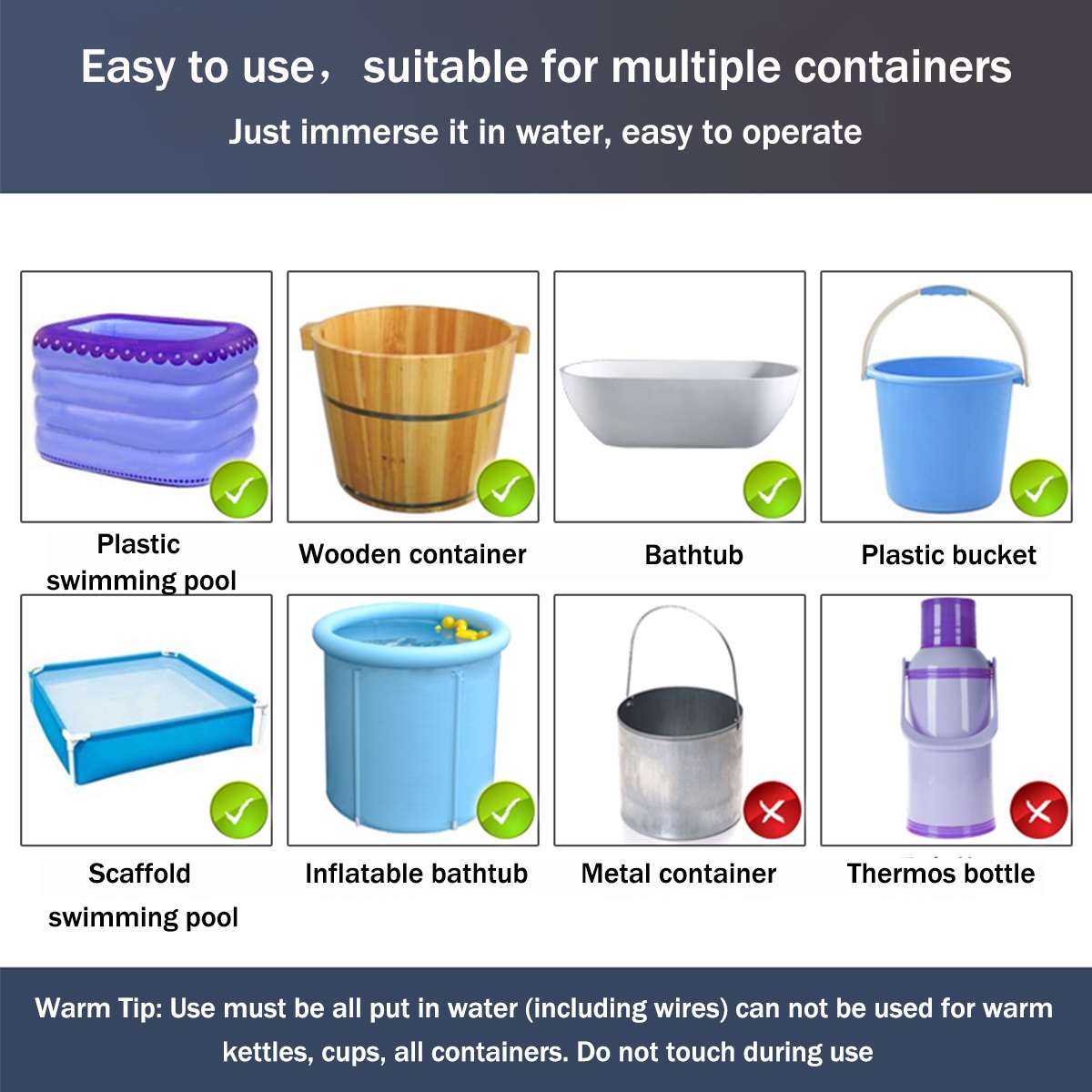 2000W Drijvende Elektrische Boiler Water Verwarmingselement Draagbare Onderdompeling Schorsing Badkamer Zwembad Au/Eu/Uk plug