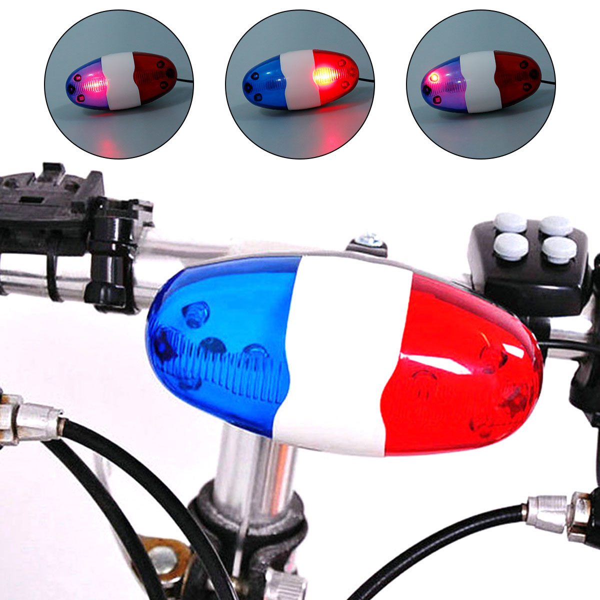 Vélo Police sirène vélo lumière LED klaxon électrique vélo Police son lumière 4 sons klaxon sirène vélo lumière LED cloche électrique