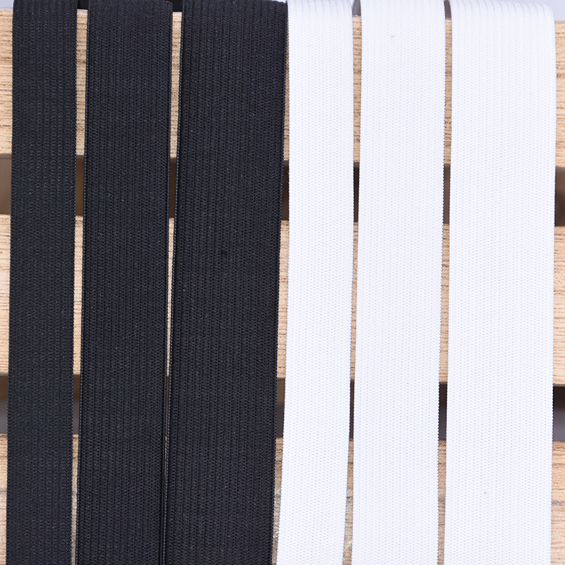 Banda elástica plana para costura, cinta de goma blanca y negra, accesorios de ropa, manualidades, 10 yardas