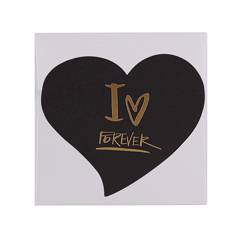 110x110mm Red/Black Heart Shape Writing Paper Card With Envelopes For Stamping With Mini Paper Envelopes: loveforever