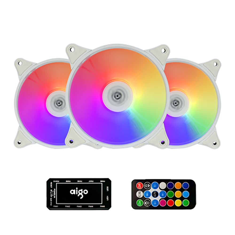 Aigo AR12 White 120mm PC Computer Case Fan Cooling Cooler 6PIN Adjustable RGB Led 12cm Mute Ventilador Adjust Speed 5V ARGB Fans: GOLD