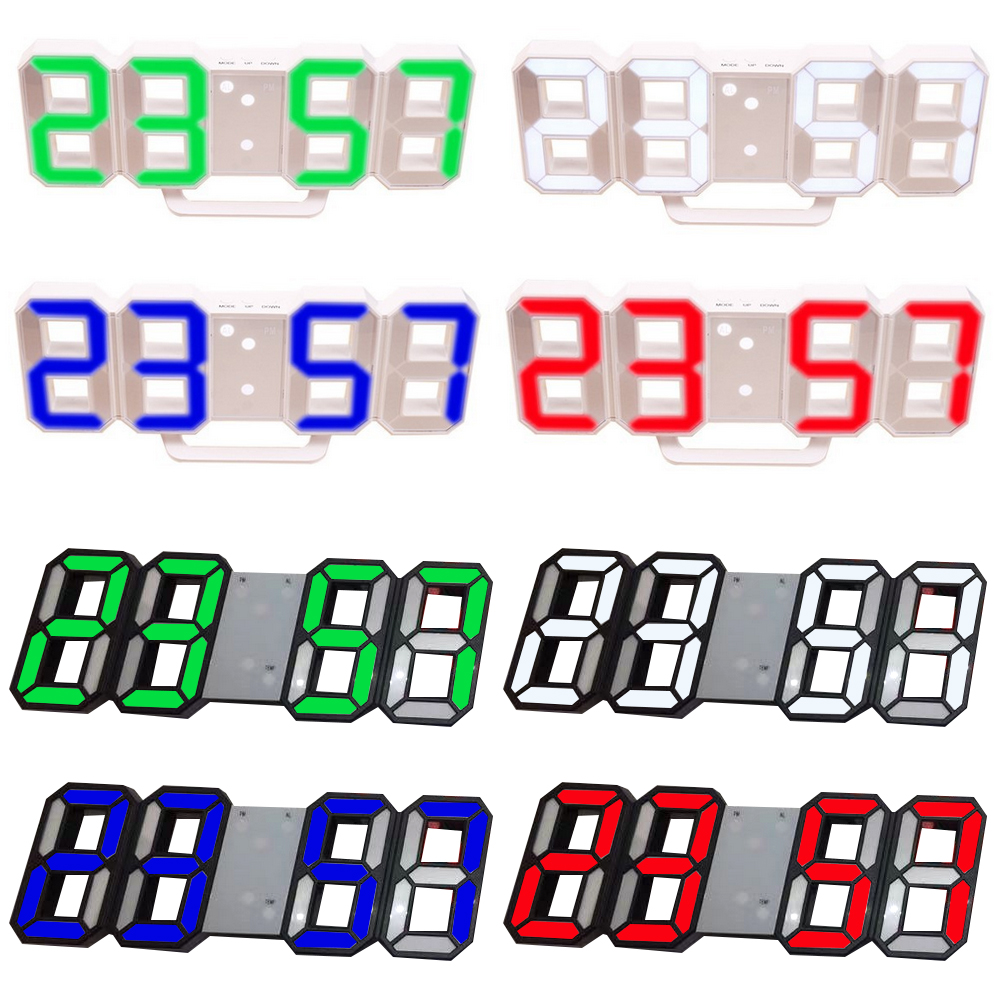 3D Digital 8 Shaped Table Clock Wall Clock LED Nightlight Date Time Celsius Display Alarm USB Snooze Home Decoration Livingroom