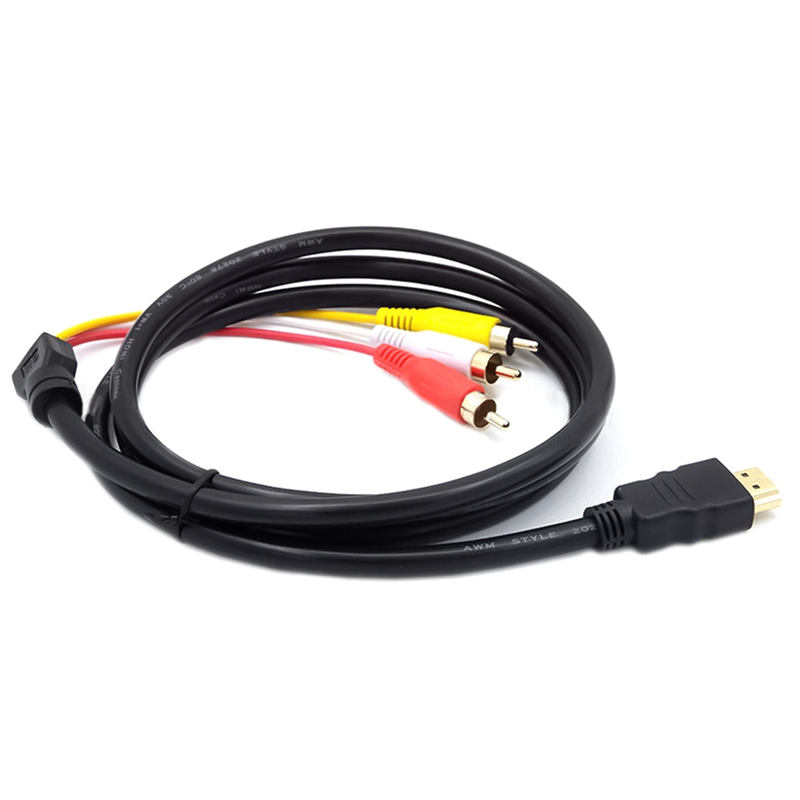 HDMI to 3RCA Cable 1.5M with Scart Head Gold-Plated HDMI to AV Cable HDMI to Three-Color Cable Audio Cable