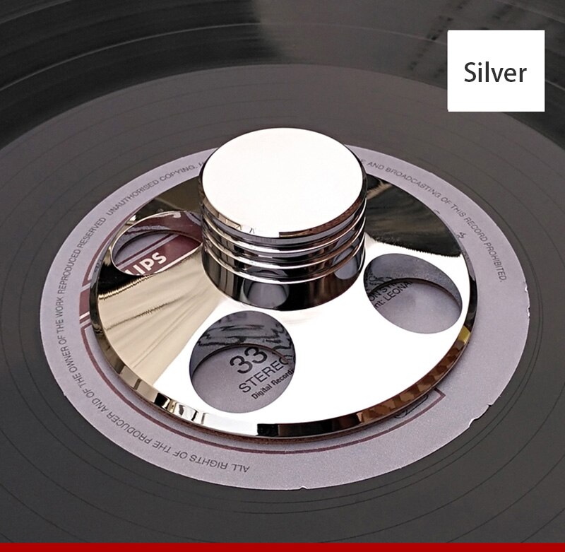 LP Vinyl Turntables Metal Disc Stabilizer Record Weight/Clamp Vinyl Record Turntable Vibration Balanced Gold and Silver T0897: silver