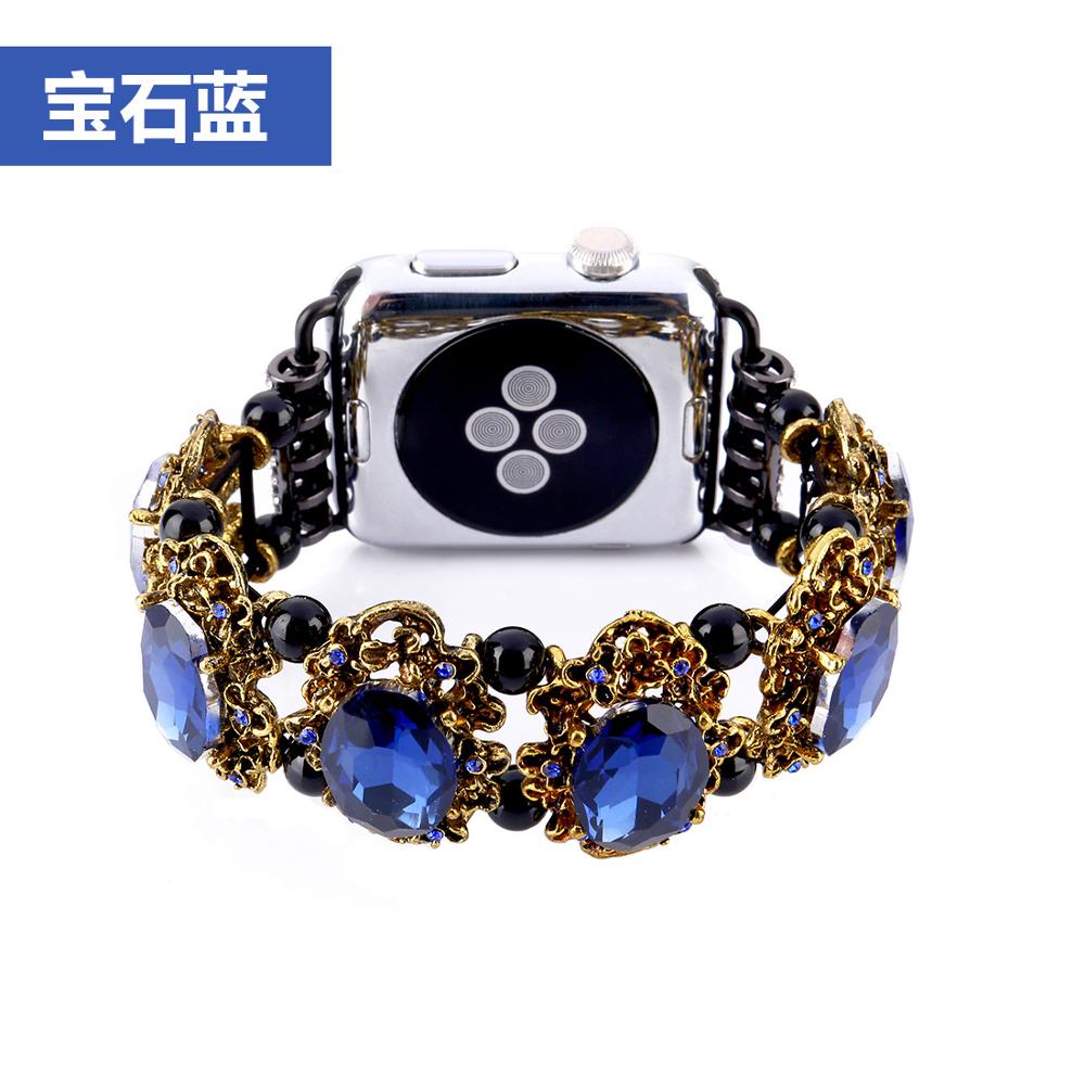 strap for Apple Watch Band 38mm 40mm 42mm 44mm Women, Bohemian Ethnic Antique Style Compatible Iwatch Series 5 4 3 2 1: Royal blue / 42mm or 44mm