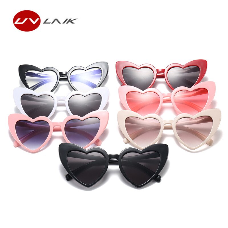 Uvlaik Hart Zonnebril Vrouwen Lolita Liefde Glazen Vintage Zonnebril Reflecterende Brillen UV400 Retro Bril