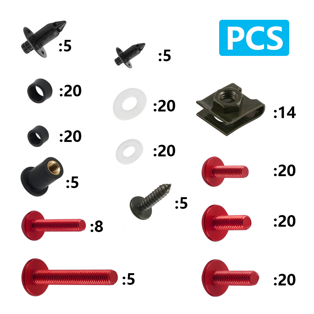 190-teiliges Karosserieschrauben-Verkleidungsschrauben-Set für Honda CBR600RR 2003 CBR1000F CBR 6000 900 929 954 1000 RR CBR600 F F2 F3 F4i