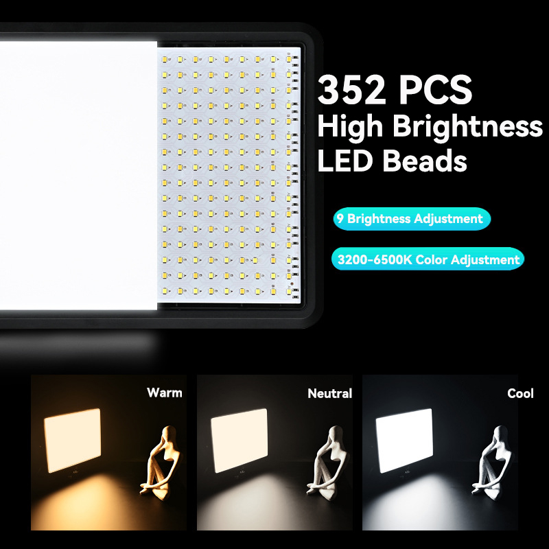 Luz LED de vídeo con soporte de trípode , Panel de iluminación regulable con Control remoto, lámpara de relleno para fotografía en vivo y estudio fotográfico