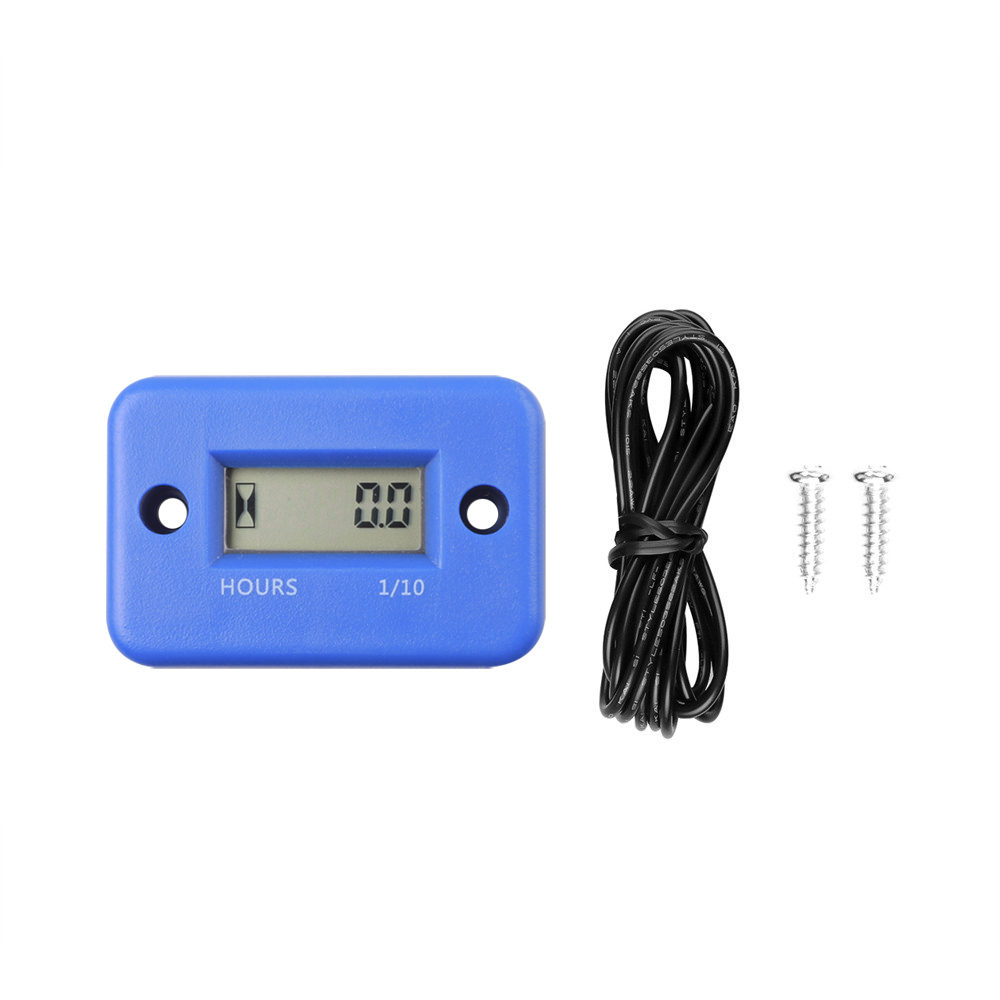 Temporizador inductivo, resistente al agua, contador de horas de trabajo para motor de motocicleta, pantalla Lcd, Gause de tiempo Digital para Atv, barco, instrumento de Moto: Azul