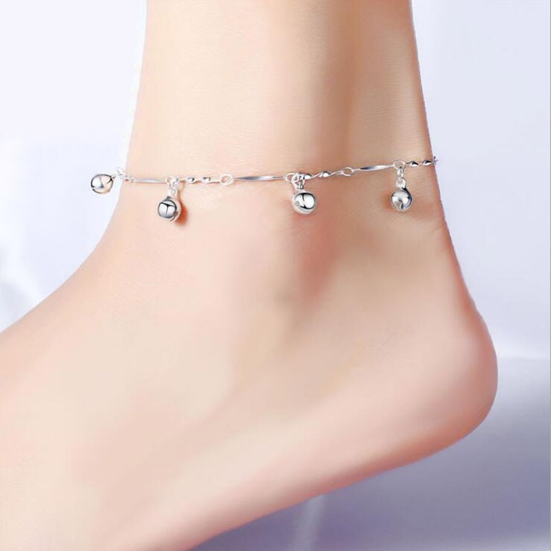 Bells 925 silver Round Boho Anklet Foot Chain Ankle Charm Anklet Foot Jewelry