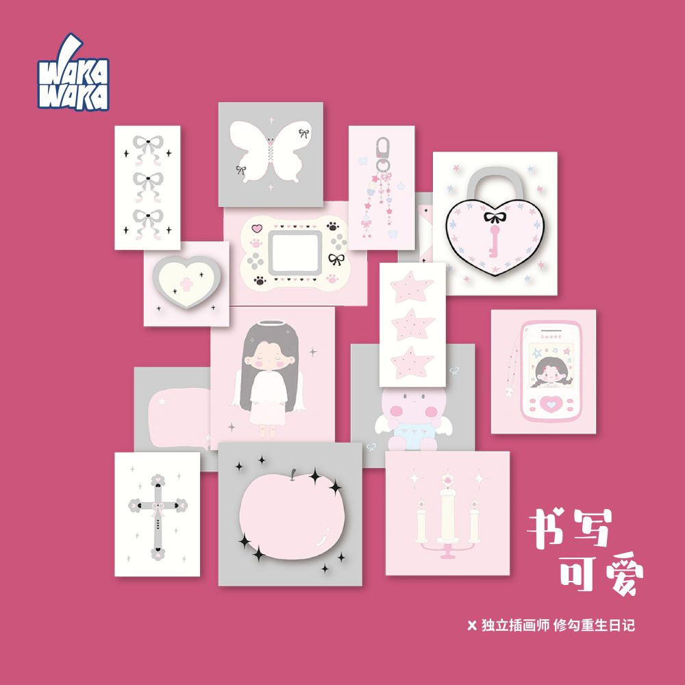 WAKAWAKA Cute Korean Deco Sicker for Scrapbook Stationery Diary Decoration Scrapbooking Journal Sketchbook Stickers Aesthetic