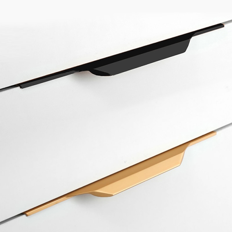 Gold Edge handle Black long handle No groove Drawer pulls Furniture wardrobe doorknob Kitchen bathroom cabinet hardware 30-150cm