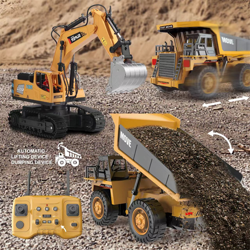 Camión volquete de aleación RC 1:20 13CH, vehículo de ingeniería, carretilla elevadora, excavadora pesada, coche de Control remoto, juguetes para niños,