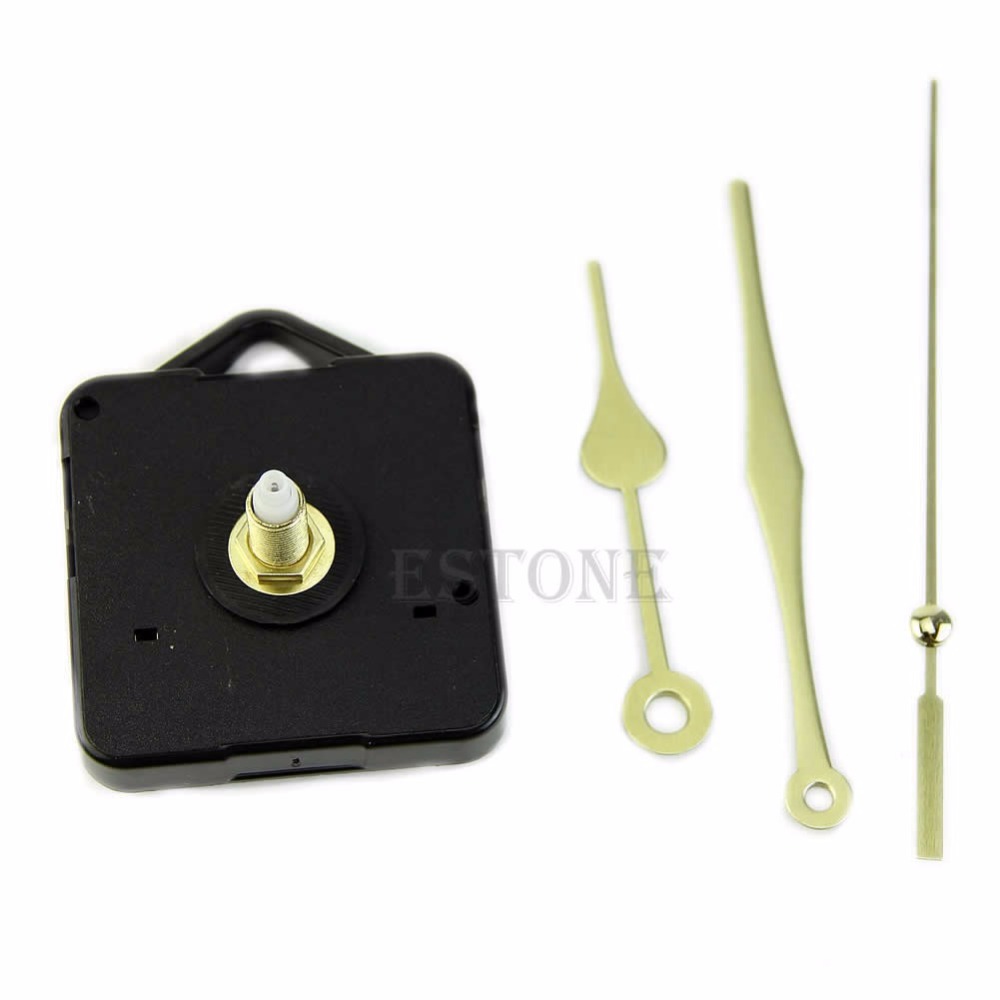 Quartz Clock Movement Mechanism Long Spindle Gold Hand Kit DIY