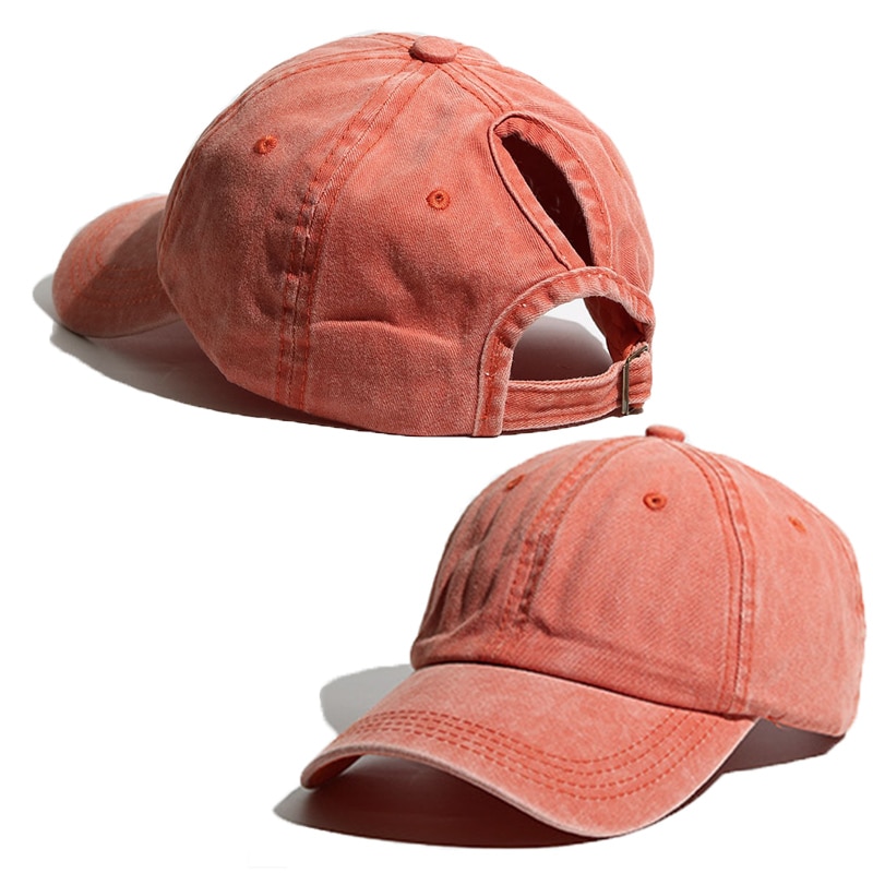 Adjustable Ponytail Baseball Cap Women Snapback Solid Color Summer Dad Hat Streetwear Trucker Cap Hats for Men Women BQM-CZX1: Orange